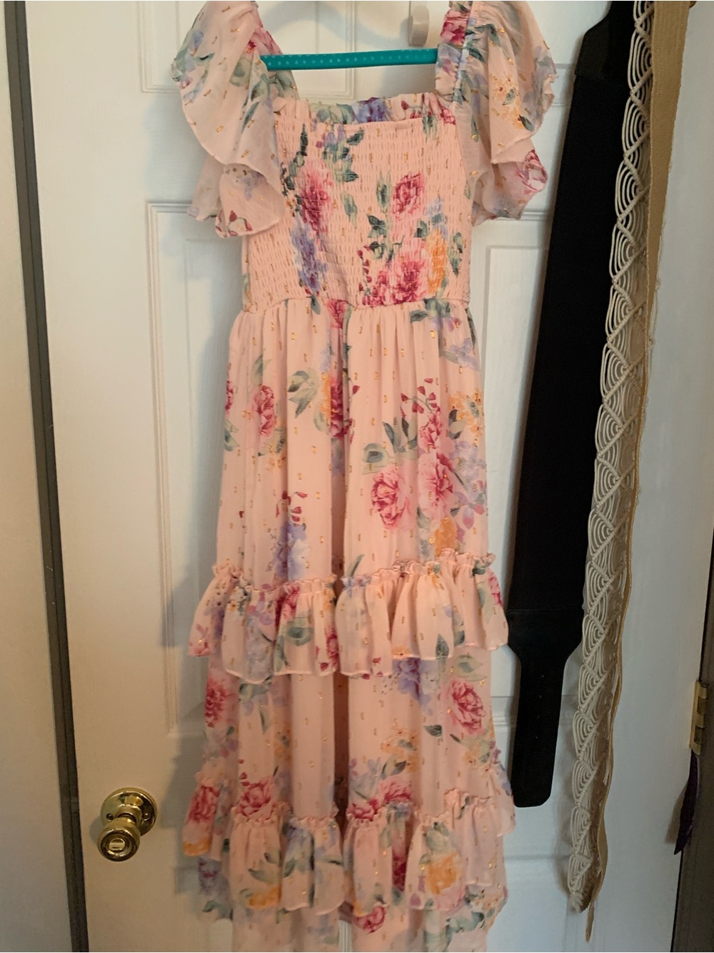Rare Editions Pink Floral Ruffle Maxi Dress